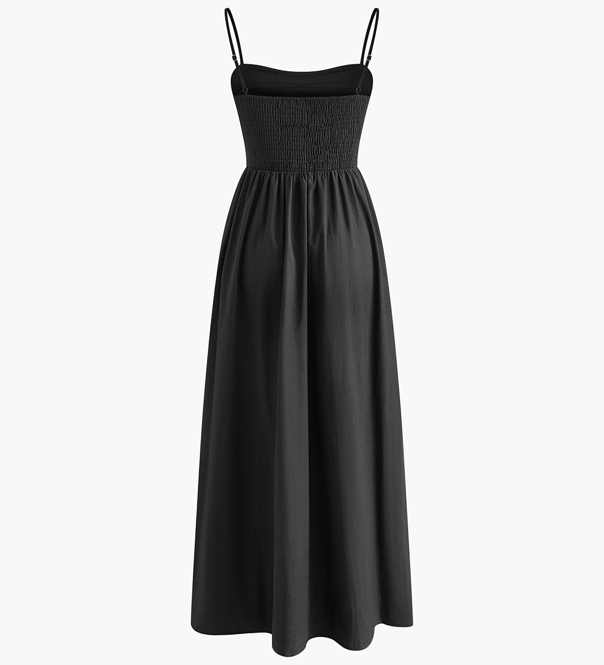 Sort Smocket Maxi Kjole – Elegant Komfort til Sommeren